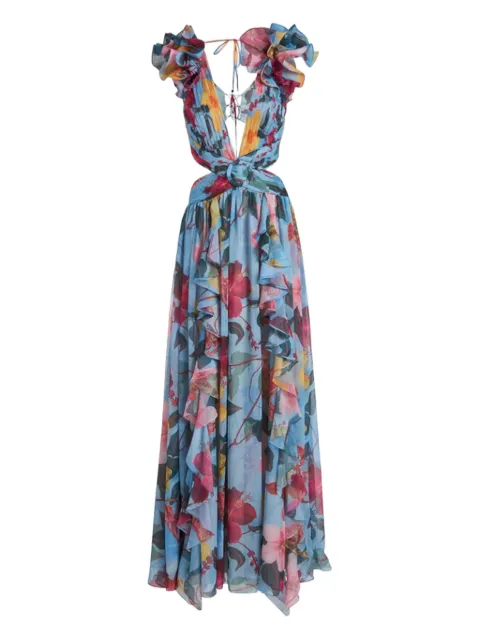 PatBO ruffled floral maxi dress Blue VEL21451US