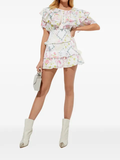 LoveShackFancy floral ruffled mini skirt White LS348792MAGLT