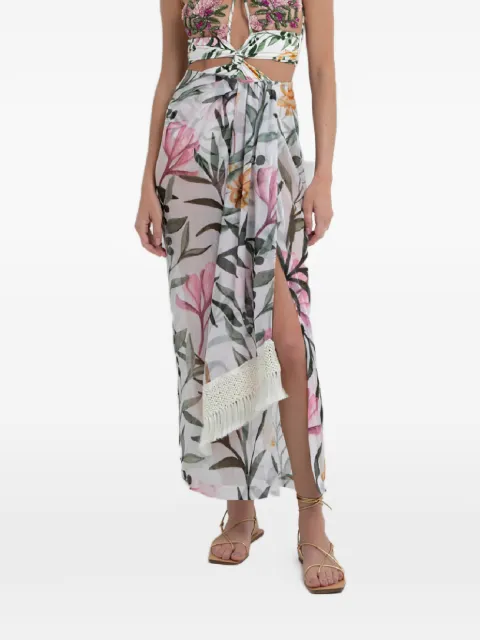 PatBO floral fringed maxi skirt White SPM23328USWHITE