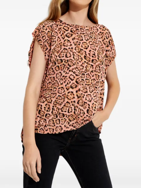 One Teaspoon animal-print tie-fastening T-shirt Orange 22895CORALANIM