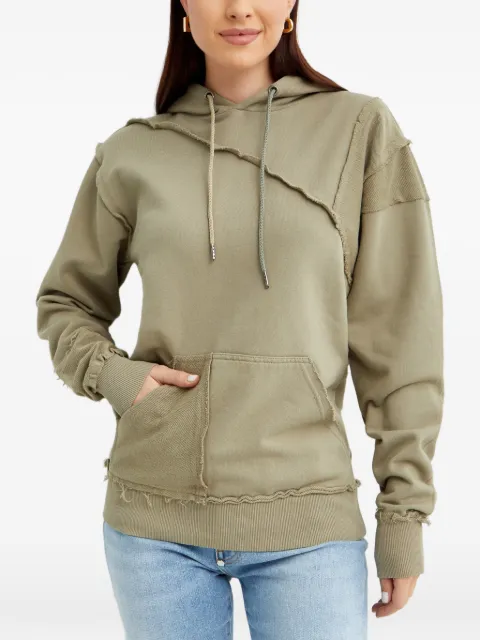 SEROYA Kendrick frayed-effect drawstring-fastening hoodie Green SR023932MOSS