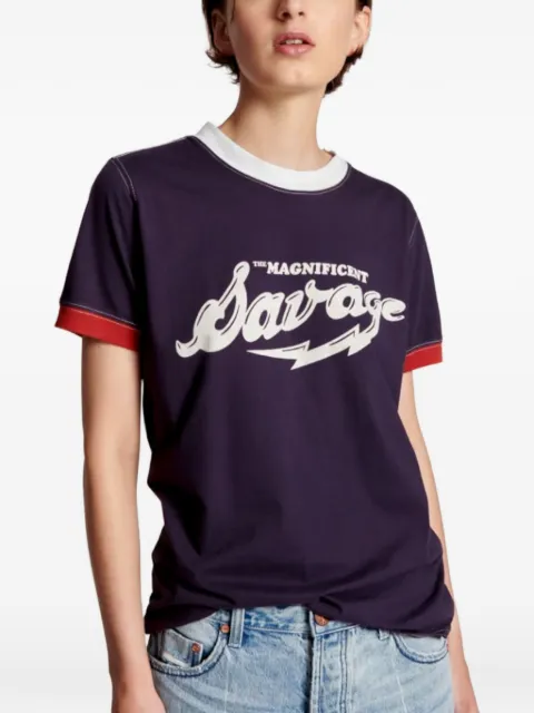 One Teaspoon letter-print T-shirt Blue 24275NIGHTSHADE