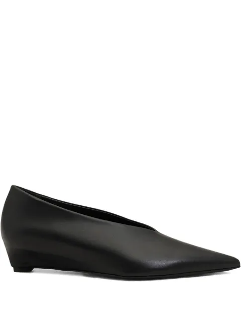 AMI Paris lamb leather pointed toe wedge pumps Black E26FSV836AL0187