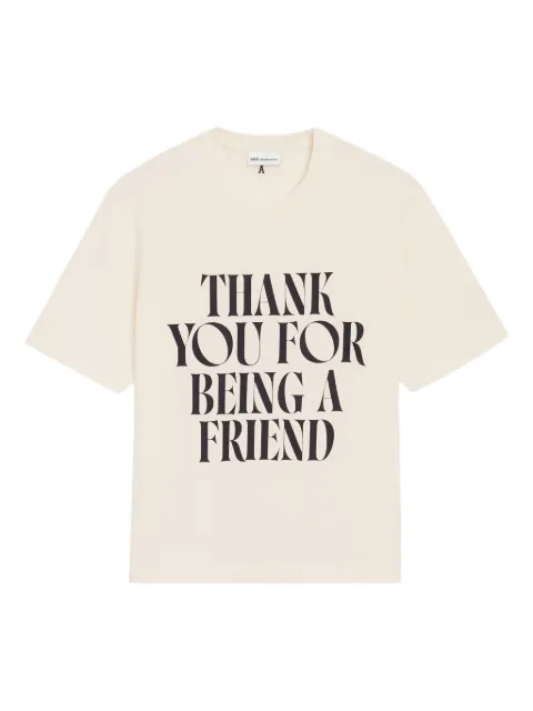 AMI Paris cotton Thank You For Being A Friend print T-shirt Neutrals H26UTS384726