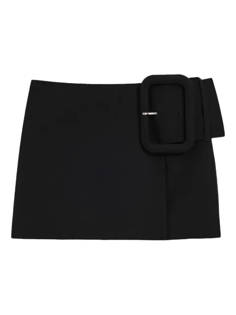 AMI Paris new wool big buckle belted mini skirt Black FSK450WV0195