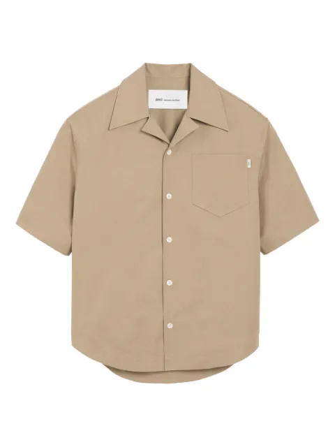 AMI Paris cotton short sleeve camp collar wide shirt Neutrals E26USH811CO0214