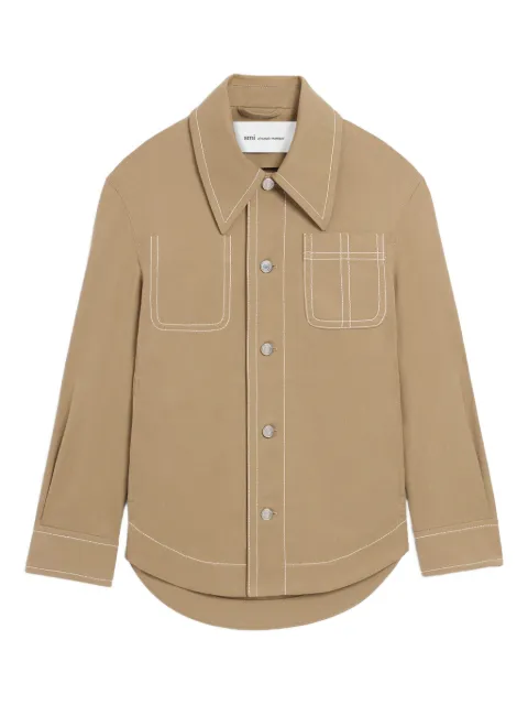 AMI Paris buttoned worker jacket Neutrals E26UJK874CO0211