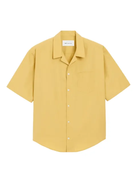 AMI Paris cotton short sleeve camp collar boxy shirt Yellow E26USH833CO0063