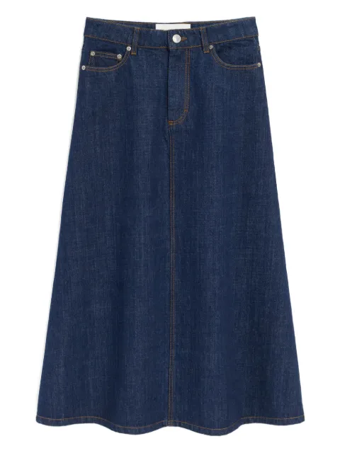 AMI Paris midi raw denim skirt Blue E26FSK467DE0122