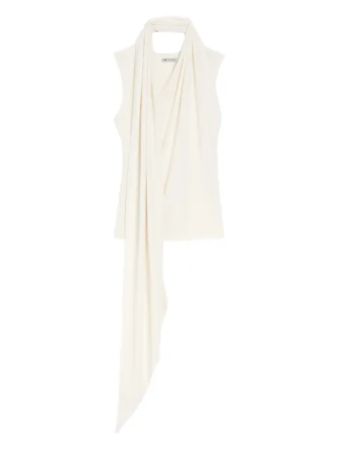 AMI Paris jersey sleeveless lavalliere top Neutrals E26FTP827JE0223