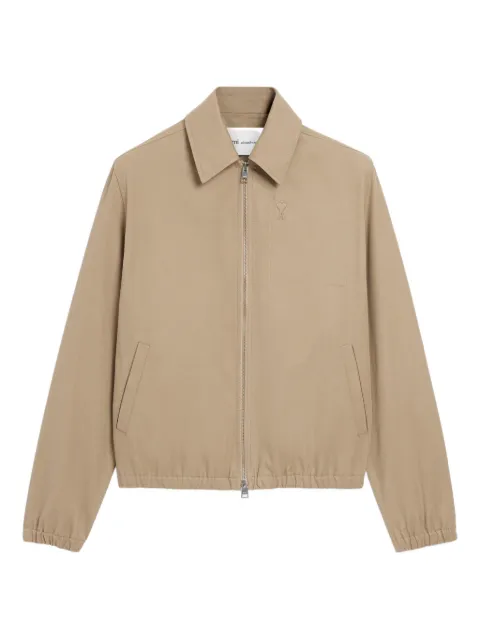 AMI Paris cotton Ami de cœur zipped jacket Neutrals E26HJK884CO0132