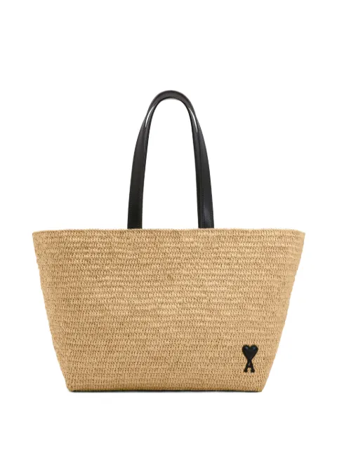AMI Paris rafia Ami De Coeur tote bag Neutrals E26ULL740AW0036
