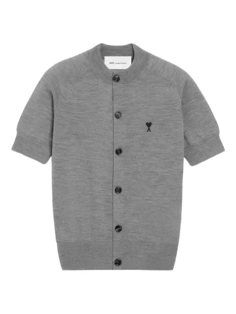 AMI Paris wool short sleeves Ami De Coeur cardigan Grey H26FKC387KN0039