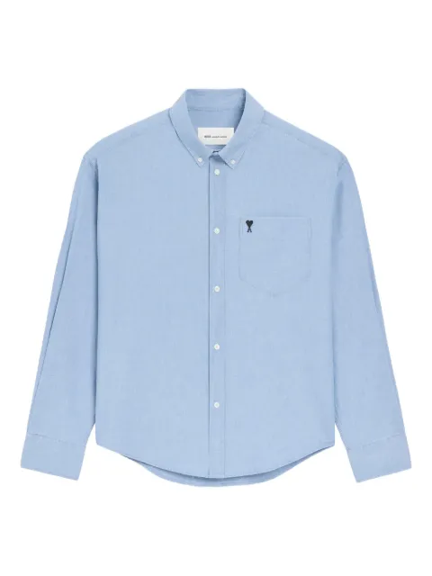 AMI Paris cotton boxy embroidered Ami De Coeur shirt Blue H26HSH822CO0221