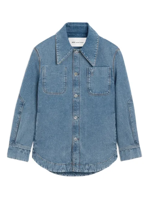 AMI Paris cotton Ami De Coeur worker overshirt Blue E26UJK899DE0046