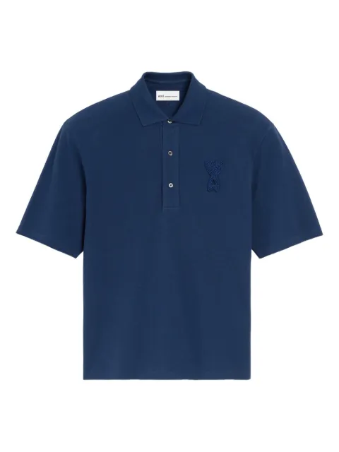 AMI Paris cotton Ami De Coeur knitted patch polo Blue E26UPL428JE0221