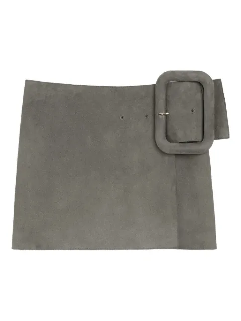 AMI Paris goat leather big buckle belted mini skirt Grey E26FSK464LH0059