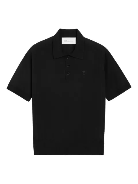 AMI Paris Ami De Coeur buttoned polo shirt Black H26HPL438KN0039