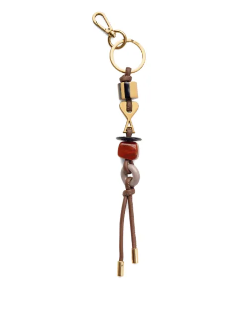 AMI Paris leather and metal Ami De Coeur pearls keyring Gold E26UKR334HW0023