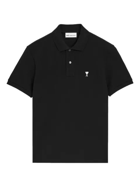 AMI Paris Ami de Coeur logo-embroidered polo shirt Black H26HPL411760