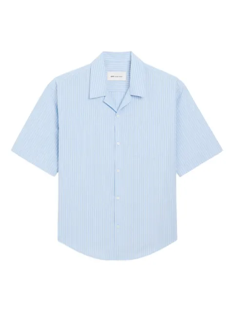AMI Paris cotton short sleeve Ami De Coeur boxy shirt Blue E26HSH833CO0219