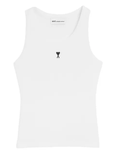 AMI Paris white cotton Ami De Coeur tank top White H26FTP811JE0117