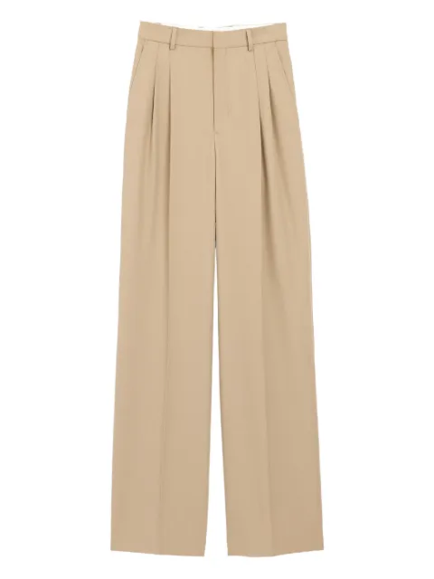 AMI Paris new wool high waist wide trousers with two pleats Neutrals E26FTR858WV0194