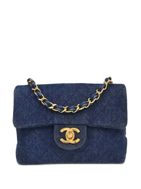CHANEL Pre-Owned 1990s mini denim chain shoulder bag Blue 177686