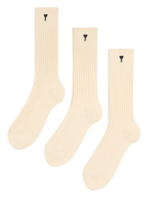 AMI Paris three pack black Ami de Coeur socks Neutrals H26USC611AK0007