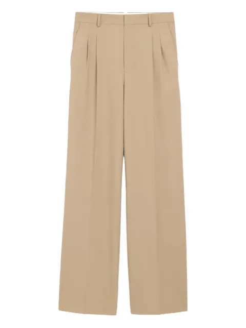 AMI Paris new wool low waist wide trousers Neutrals E26HTR860WV0194