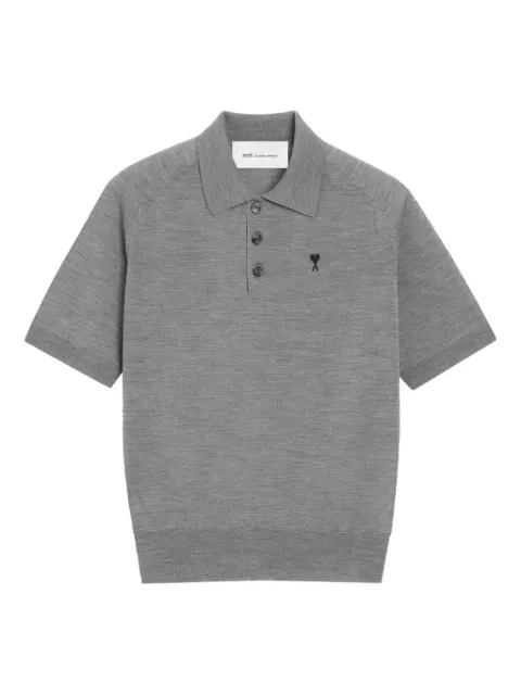 AMI Paris wool short sleeves Ami De Coeur polo Grey H26HPL438KN0039
