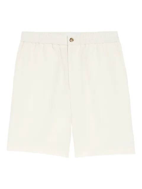 AMI Paris blended linen elasticated waist Ami de Coeur shorts White E26HSO835VI0052