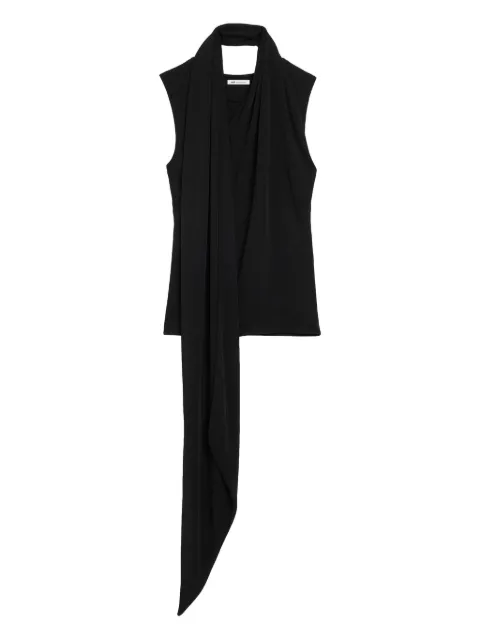 AMI Paris jersey sleeveless lavalliere top Black E26FTP827JE0223