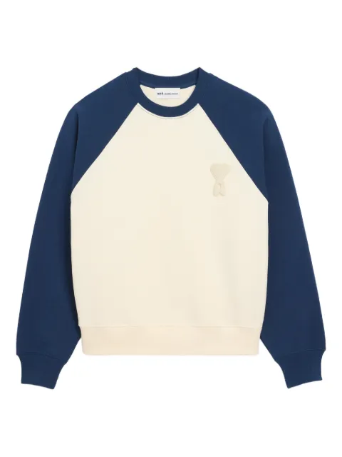 AMI Paris and blue cotton knitted Ami De Coeur sweatshirt Neutrals E26USW781747