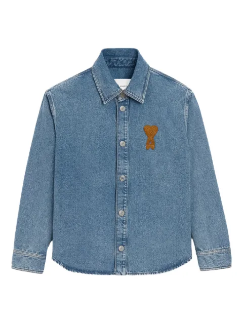 AMI Paris blue cotton knitted Ami De Coeur overshirt Blue H26UJK897DE0046