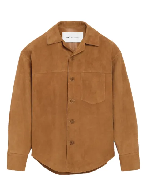 AMI Paris suede buttoned overshirt Brown H26USH826LH0059
