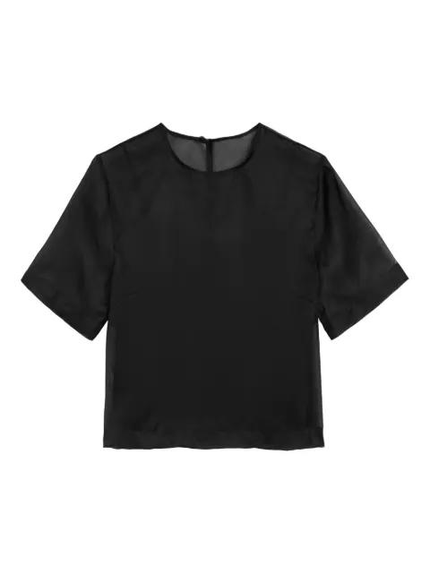 AMI Paris silk short sleeves sheer with undertop top Black E26FTP834SE0039