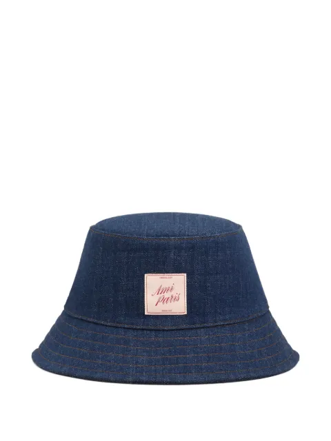 AMI Paris denim cotton Ami Paris Heritage patch hat Blue E26UHA684DE0122