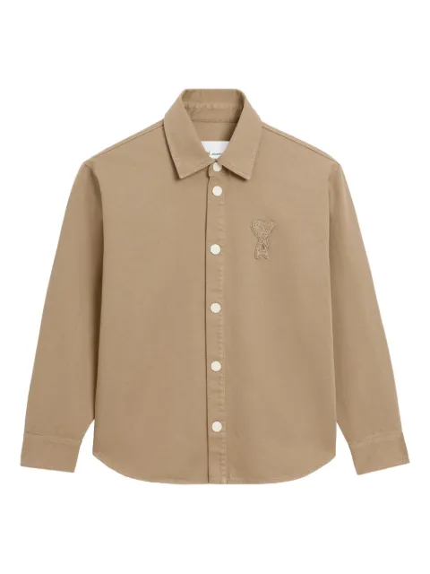AMI Paris cotton knitted Ami De Coeur overshirt Neutrals E26UJK897DE0126