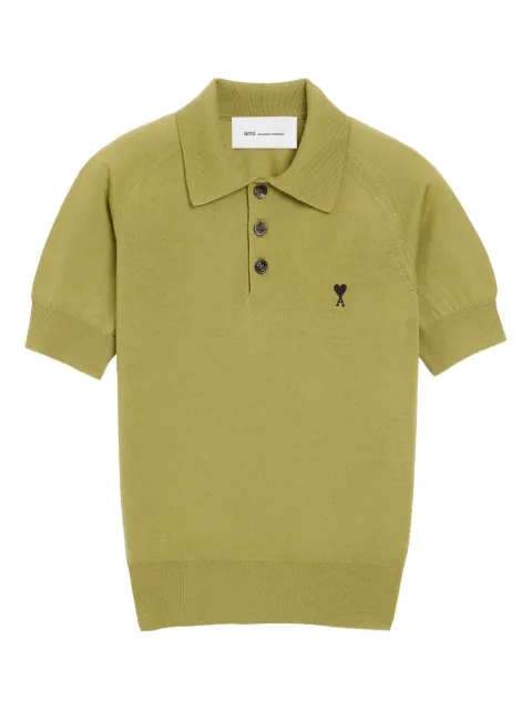 AMI Paris wool short sleeves Ami De Coeur polo Green E26FPL439KN0039