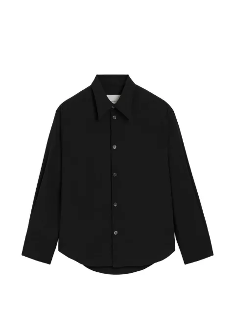 AMI Paris blended silk sharp collar adjusted shirt Black E26HSH816AC0020