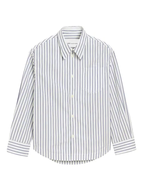 AMI Paris striped cotton Ami De Coeur wide shirt White E26USH808CO0220