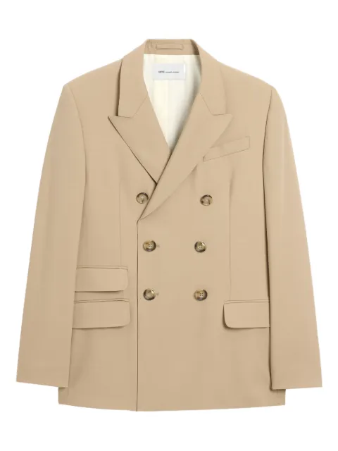 AMI Paris new wool double breasted straight jacket Neutrals E26HBV764WV0194