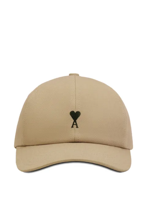 AMI Paris cotton Ami De Coeur embroidery cap Neutrals UCP265AW0041