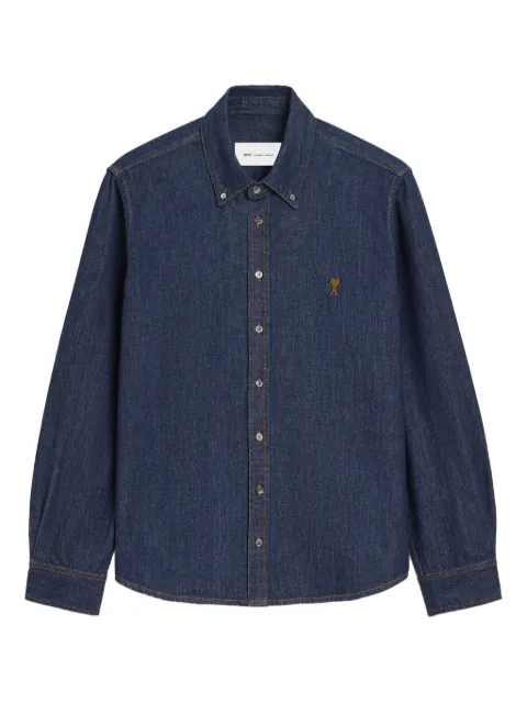 AMI Paris denim cotton Ami De Coeur shirt Blue H26USH786DE0123
