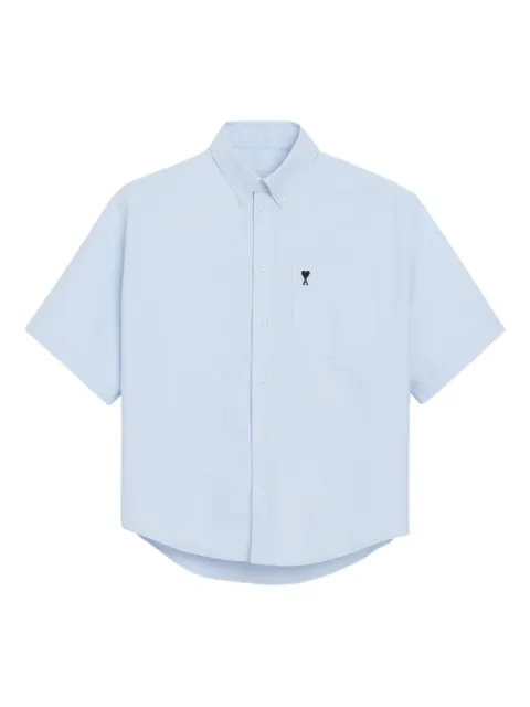 AMI Paris cotton boxy embroidered Ami De Coeur Blue H26HSH823CO0031