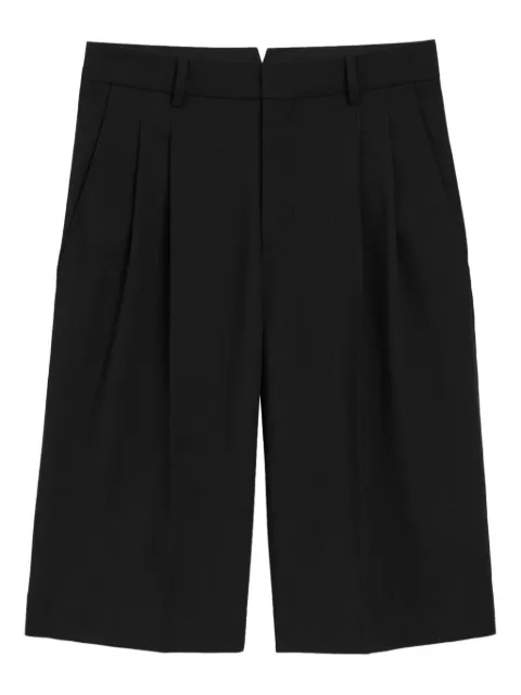 AMI Paris wool pleated wide-leg shorts Black E26FSO827WV0194