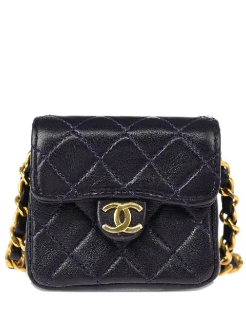 CHANEL Pre-Owned 1989-1991 micro chain quilted shoulder bag Purple 186754