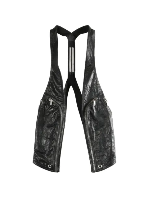 Rick Owens zip-up leather vest Black RU01F2763LBE