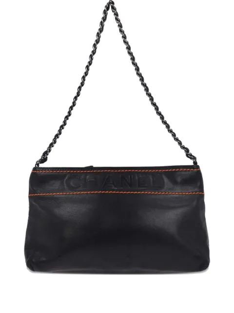 CHANEL Pre-Owned 2005 topstitch lambskin tote bag Black 134911